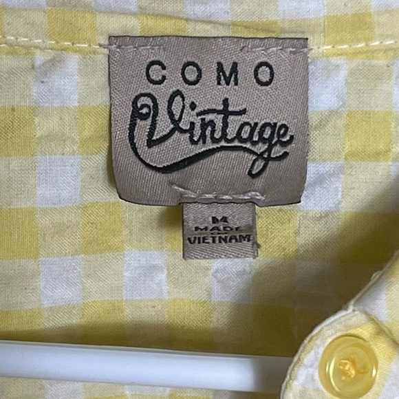 Vintage Yellow and White Gingham Button Down Dress Size Medium - Picture 4 of 5